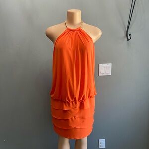 Cache Strapless‎ Orange Dress
